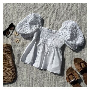 American eagle white boho milkmaid top